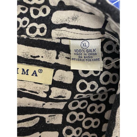 Vtg Summa Silk Shirt Mens XL Black Gray Geometric Hawaiian Abstract Button Up - Picture 6 of 7
